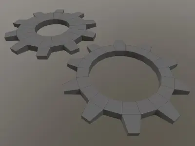 Cogwheels golden gear Free low-poly 3D model