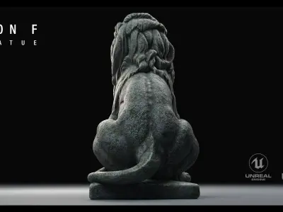 Lion Statue F PBR 4K Low-poly 3D model
