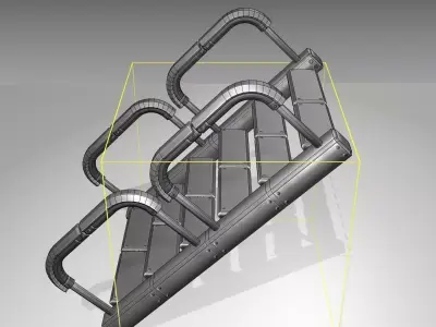 Futuristic Stairs - 27 - Basic Textures Low-poly 3D model