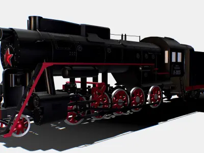 Animated Freight Steam Locomotive L-3055 Low-poly 3D model