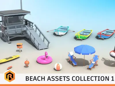 Beach Assets Collection 1 3D Model Pack