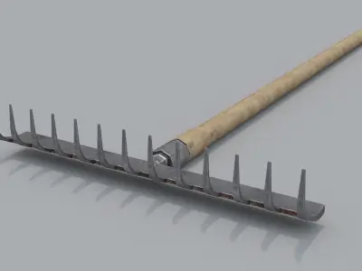 Rake PBR wooden Low-poly 3D model