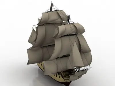 sailing fregatte old ancient 3D model