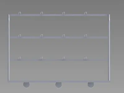 Trolley metal rack with four shelves 3D model