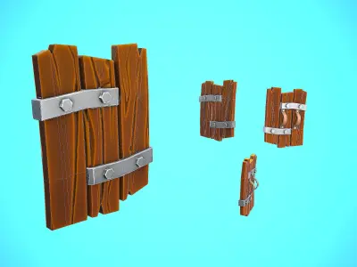 SHIELD 01 - WOOD CARTOON STYLIZED Low-poly 3D model