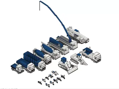 VARIOUS VEHICLES FOR CONSTRUCTION AND COMMON LINEAR VEHICLES 3D model