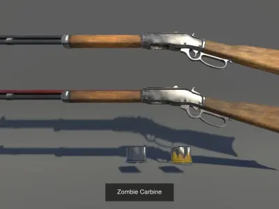 Zombie Firearms Weapons Bundle 3D Model Pack