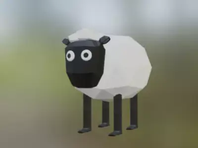 Low-poly Sheep in polygonal shape Free low-poly 3D model