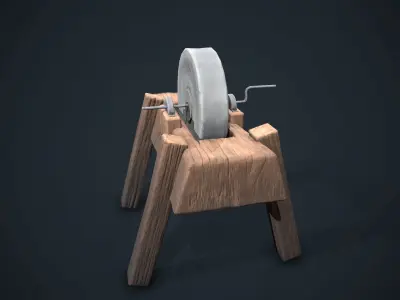 Medieval grindstone Low-poly 3D model purchase