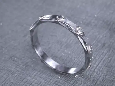 Jewelry ring pave style diamond men industrial 3D print model