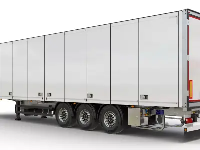 Semi-Trailer With Folding Doos 3D model