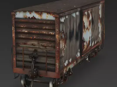 Realistic Full Rusted Refrigerator Train Car 3d model Low-poly 3D model