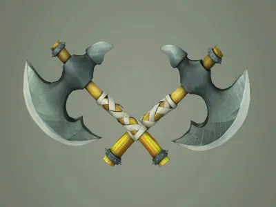 cartoon handle Stylized Axe 3D model