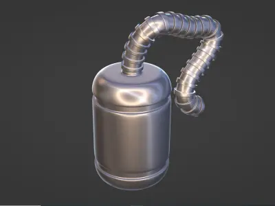 Mechanical - Tank  and Twisted Conduit pipe Low-poly 3D model
