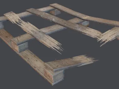 Old Palette damaged Low-poly 3D model