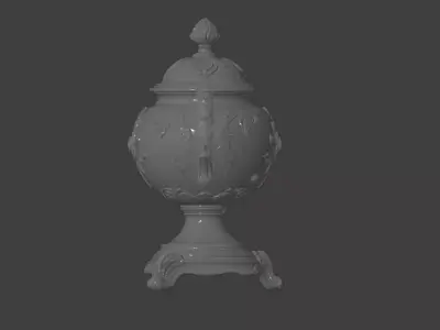 Classic Baroque Style Lidded Vase with Floral Relief  3D print model
