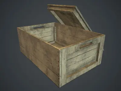 Wooden Box PBR Game Ready Low-poly 3D model