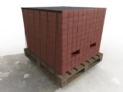 Pallet of bricks Low-poly 3D model