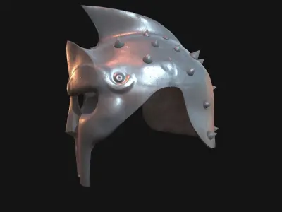 gladiator helmet and shield Low-poly 3D model