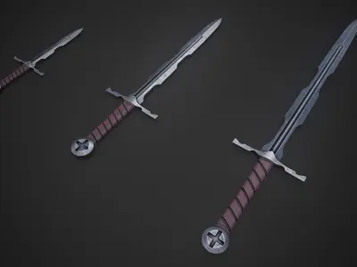 Templar Broadsword Low-poly 3D model