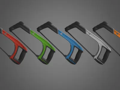 Hacksaw orange and saw Low-poly 3D model