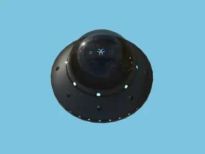 Cartoon UFO A5 - SciFi Flying Saucer - Black Carbon Low-poly 3D model