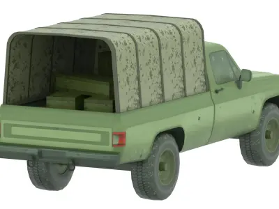 Military Cargo Pickup Truck Vehicle Army Game Ready Low-poly 3D model