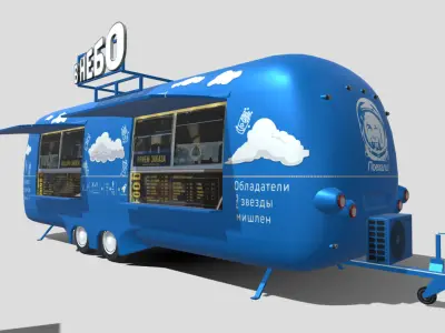 Food truck  Strealiner ENK-8 VT -in sky- livery Low-poly 3D model