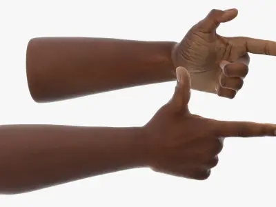 Black Male Hand Pair with Finger Gun Gesture 3D model