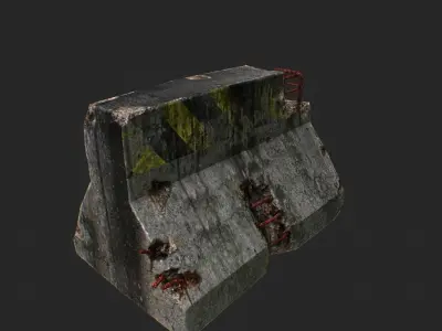 Road Block Damaged Low-poly 3D model