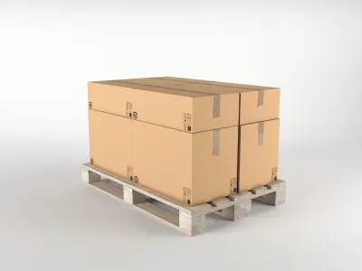 Pallet cardboard box Low-poly 3D model