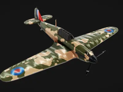 Hawker Hurricane Low-poly 3D model