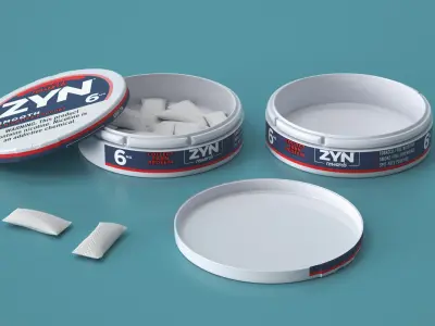 ZYN Smooth Nicotine Pouches Can 6mg Set White 3D model