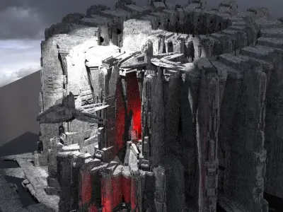 Sci-Fi dark Lord Platforms Base kitbash 3D model