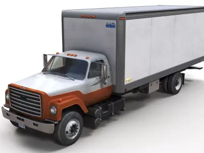 80s box truck Low-poly 3D model