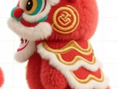 Plush Lion Dance Doll 3D model