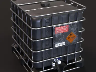 Intermediate black Bulk Container Low-poly 3D model
