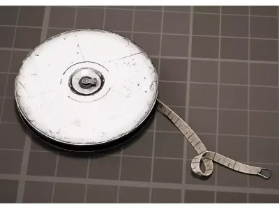 Vintage Scratched Round Metal Measuring Tape Reel 3D model
