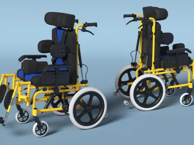  Cerebral Palsy Wheelchair for Children Rigged for Cinema 4D 