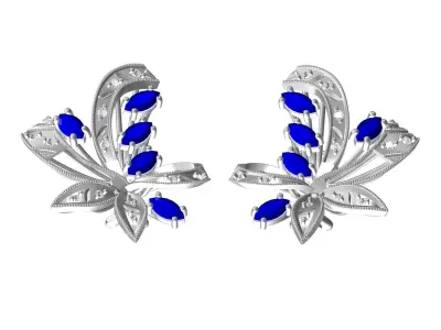 Antique Floral Leaf Earring 3D print model