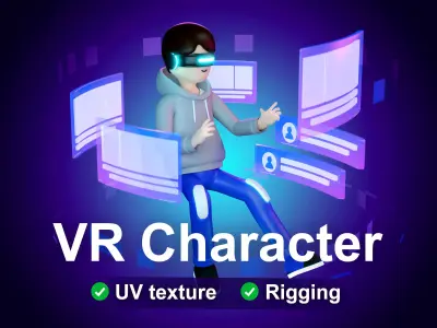 VR Character cartoon man boy futuristic with VR Glasses casual Free 3D model