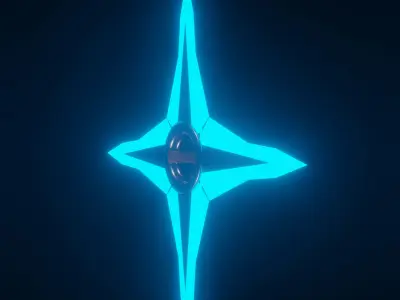 Shuriken 3d model in blue weapon for game assets Low-poly 3D model