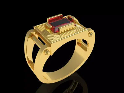 Baguette Gents Ring 3D print model