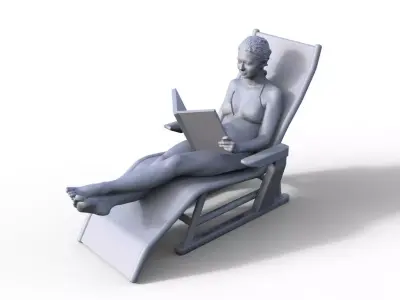 Girl in deck chair for ship model railway model or diorama 3D print model V1
