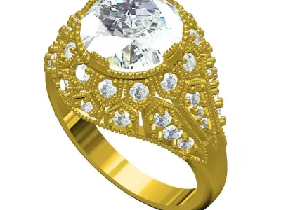 Antique Art Deco Vintage Ring 2 3D print model purchase