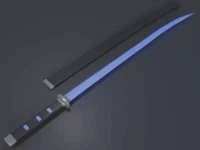 Blue SciFi Glowing Sword Free 3D model