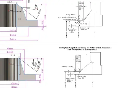 ASME B16-5 WELDING NECK FLANGE CLASS 150 Free 3D model