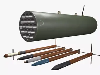 Rocket Launcher FZ207 With Missiles Low-poly 3D model