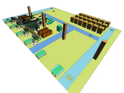 Paper box packaging line 3D model