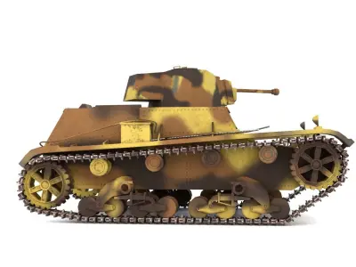 English Vickers 7TP tank PBR Game Ready VR AR low-poly 3d model Low-poly 3D model